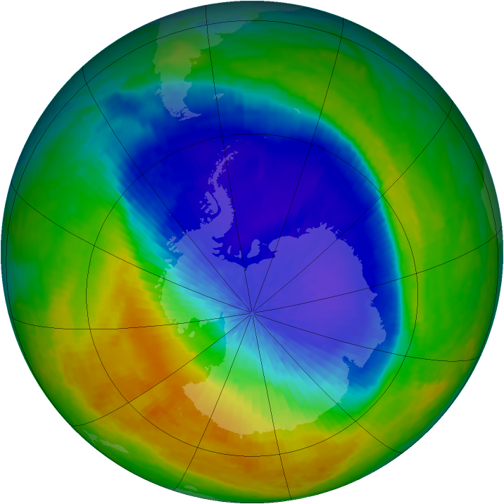 Antarctic ozone map for 12 October 2004
